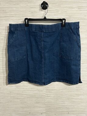 Ruby Rd Women Denim Skort Size 18W Blue Stretch Pull On Casual Short Liner 96220